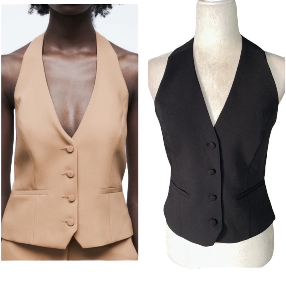 NWT Jason Wu Black Halter Neck Backless Cropped Vest - M